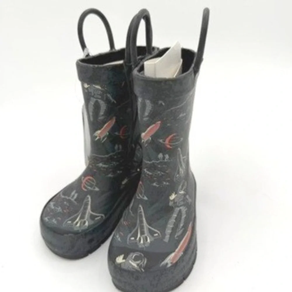 Western Chief Space Tour Rain Boots Kids 5 Rubber Astronaut Galaxy Space NWT
